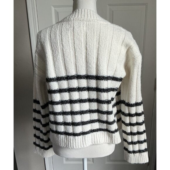 Lucky Brand Womens White & Blue Striped Button Up Cardigan Sweater Small‎ - Picture 3 of 10